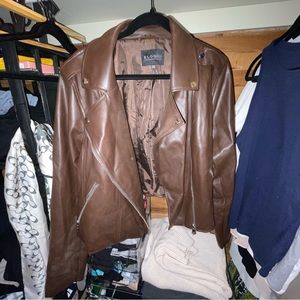 eloquii brown faux leather moto jacket 22/24 cropped